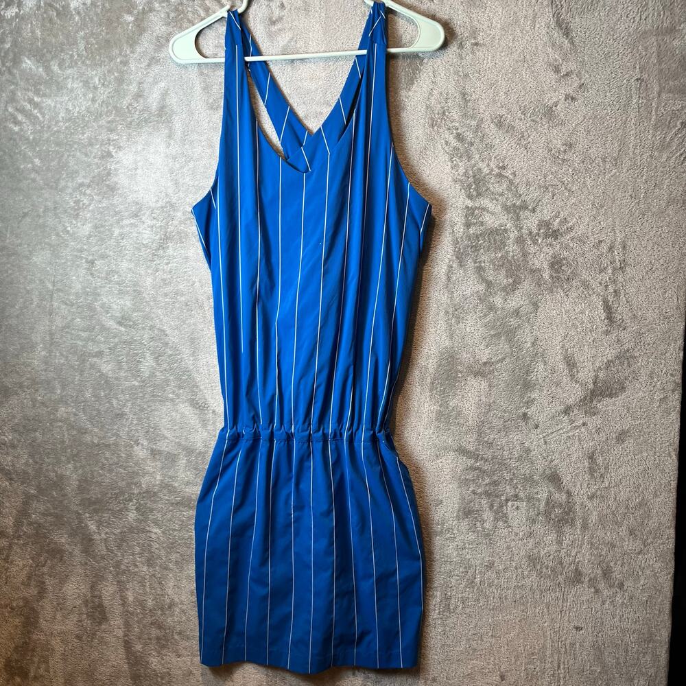 MARMOT Gretchen Sun Dress SPF 50 Size Large Blue‎ Striped Hiking Gorpcore